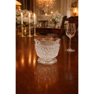 Vintage 1970s Indiana Glass Diamond Point Footed Candle Holder